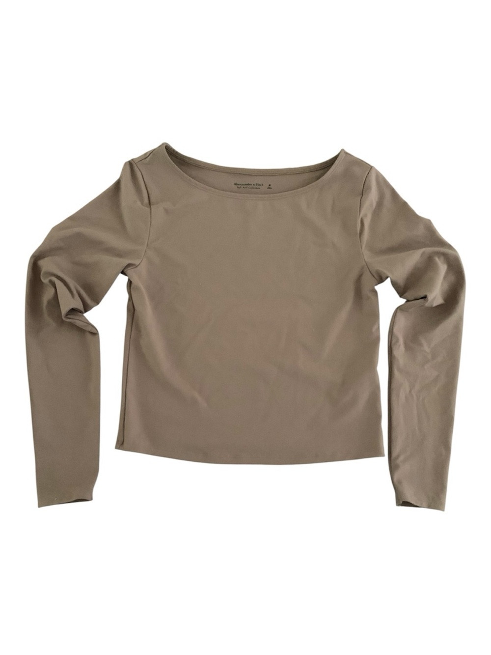 Abercrombie & Fitch Women's Long Sleeve Scoop Neck Top - Taupe